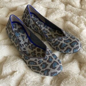 Rothy's The Flat blue and grey leopard print flats (RETIRED)